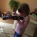 Sofie and her new fiddle