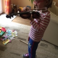 Sofie and her new fiddle