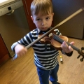 Grandboy Ondra with his fiddle